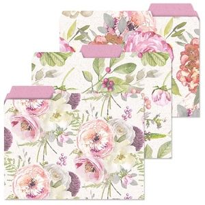 Set 23 File Folders Letter Size Pink Peony © Suzanne Nicoll  Office Supplies New